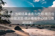挑码助手-当期结果速查与核对-按月份按年份分层浏览-统计看板中心(含公告时间表)